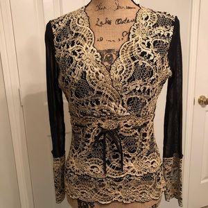 Black & Gold Top - lace!